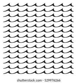 Black waves icons set on white background. Vector Illustration.