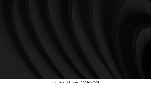 Black waves on back backdrop, stylish modern abstract graphic