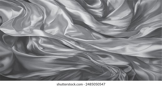 Black waves silk , 3d render