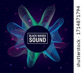 black waves sound blue background vector illustration design