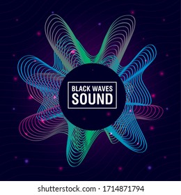 black waves sound blue background vector illustration design