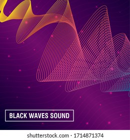 black waves sound pink background vector illustration design