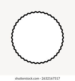 Black wavy circle on white background. Wavy circle design with bold black outline. Simple wavy circle illustration for creative projects. Frame with copy space, vector.