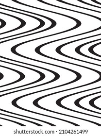 Black wavy curved lines. Monochrome, grayscale, curvy stripes. Use for line art, montage, overlay, pattern or texture. Isolated, transparent background, abstract vector illustration, eps 10.