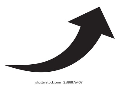 Black wavy curved Long arrow icon. long line arrow vector. flat style Arrow symbol.  1176