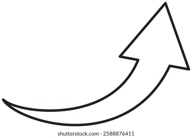 Black wavy curved Long arrow icon. long line arrow vector. flat style Arrow symbol.  1176