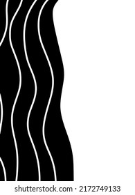 Black wavy curved shapes. Monochrome, grayscale, curvy elements. Use for line art, montage, overlay, pattern, mark making or texture. Isolated white background, abstract vector illustration, eps 10.