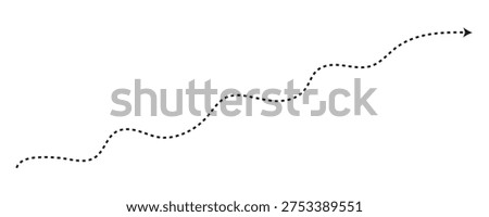 Black wavy dashed line arrow indicating upward progress. Vector illustration