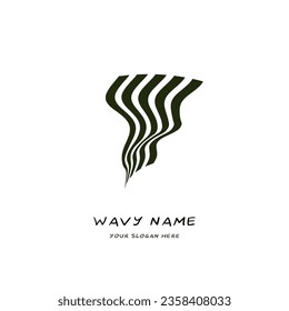 black wavy dynamic stripes logo vector flat minimal in white