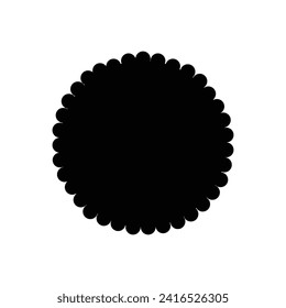 Icono de silueta de forma de círculo de borde ondulado negro. Forma de círculo redondo aislado del vector. archivo de pasos 2.