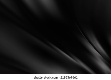 Black wavy fabric. Abstract luxury background. Draped silky textile.