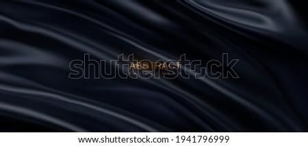 Black wavy fabric. Abstract luxury background. Vector 3d illustration. Draped silky textile. Decoration for poster or banner design