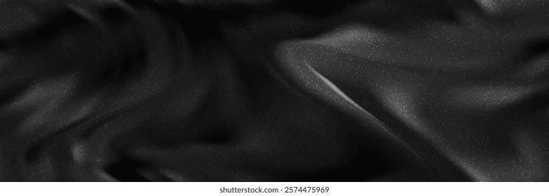 Black wavy gradient mesh seamless bg. Vector illustration with soft transition and grainy texture. Blurred abstract background