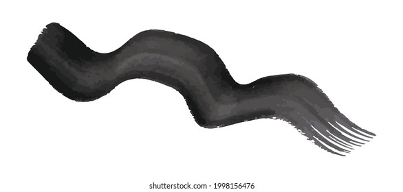 Black wavy grunge brush stroke. Painted ink stripe. Ink spot isolated on white background. Vector illustration