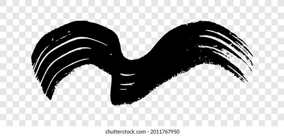 Razo del pincel ondulado negro. Banda de tinta pintada. Punto de tinta aislado sobre fondo transparente. Ilustración del vector