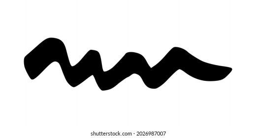 Black wavy grunge brush stroke. Painted ink stripe. Ink spot isolated on white background. Vector illustration