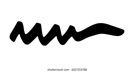 Black wavy grunge brush stroke. Painted ink stripe. Ink spot isolated on white background. Vector illustration