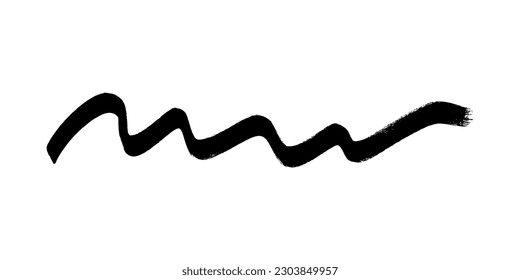 Black wavy grunge brush stroke. Painted ink stripe. Ink spot isolated on white background. Vector illustration