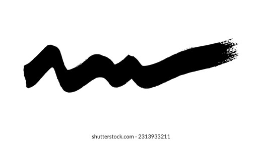 Black wavy grunge brush stroke. Painted ink stripe. Ink spot isolated on white background. Vector illustration