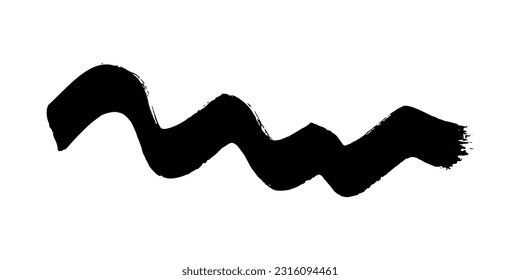 Black wavy grunge brush stroke. Painted ink stripe. Ink spot isolated on white background. Vector illustration
