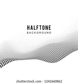 Black Wavy Halftone On White Background Vector