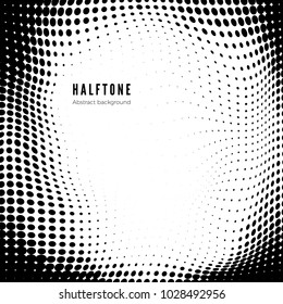 Black wavy halftone pattern on white background. Halftone texture. Vector illustration