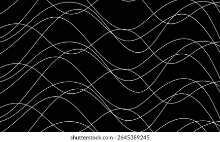 schwarzes wellenförmiges Liniendesign auf dunklem Hintergrund.
