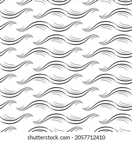 Black wavy line on white seamless pattern. Fashion graphic background design. Modern stylish abstract texture. Design monochrome template for prints, textiles, wallpaper, website. Vector illustration