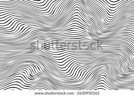 Black wavy line on white background vector seamless pattern abstract. Wave vector texture.