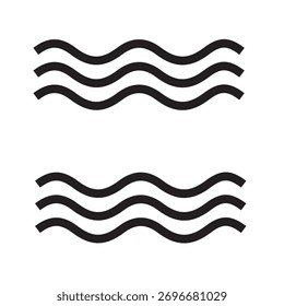 Black wavy line pattern representing water waves or flowing motion. Perfect for backgrounds, ocean designs, and abstract minimal art.