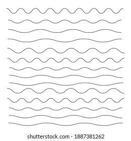 Black wavy line pattern vector. Waves outline icon. Wave thin line symbol 