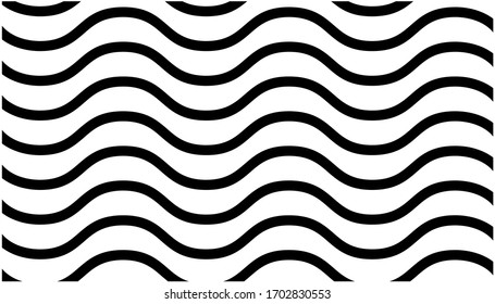 Black wavy line seamless pattern. Waves lines on white background.