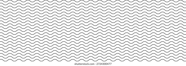 Padrão sem emenda de linha ondulada preta. Ondas linhas no fundo branco. Textura ondulada. Ilustração do vetor de onda no formato EPS8.