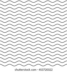 Black wavy line seamless pattern. Waves lines on white background. Ripple texture. Waviness vector illustration in EPS8 format.