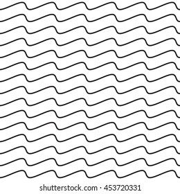 Black wavy line seamless pattern. Waves lines on white background. Ripple texture. Waviness vector illustration in EPS8 format.