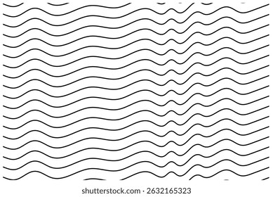 Black wavy lines abstract pattern on white background