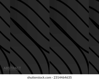 Fondo de las líneas onduladas negras. Resumen de la decoración de corte de papel. 3 quinquies de relieve topográfico. Ilustración vectorial realista. Plantilla de diseño de portada moderna. El concepto de arquitectura.