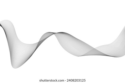 Líneas onduladas negras aisladas en el diseño de fondo de resumen blanco. vector de fondo de onda abstracta