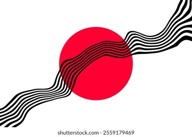 Black wavy lines on a white background with red circles.