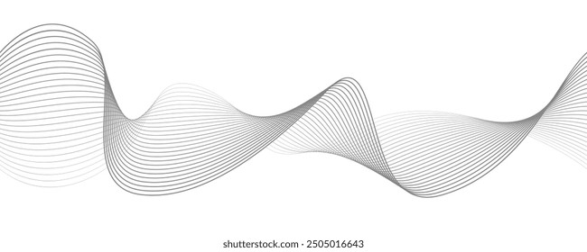 Black wavy lines seamless pattern on white background, abstract striped wave pattern, flowing feeling. Simple design.