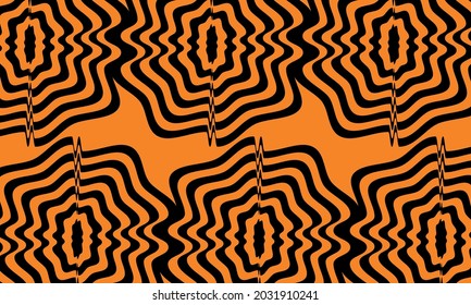 black wavy patterns on orange background wallpaper for design