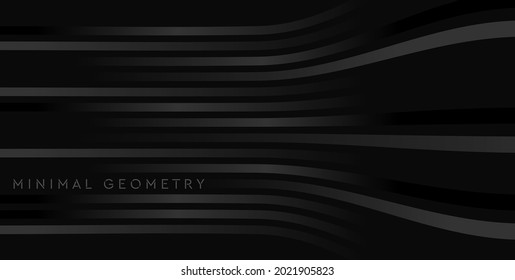Black wavy stripes abstract technology geometric background. Vector design