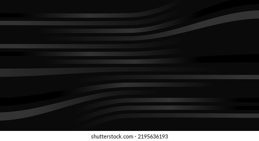 Black wavy stripes abstract technology geometric background. Vector design