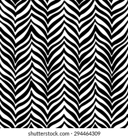 Black wavy stripes on white background. Seamless abstract vector pattern made of zigzag hand drawn lines. 