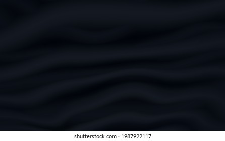 Patrón textil ondulado negro. Textura de tela. Decoración de afiches o banners. Ilustración vectorial.