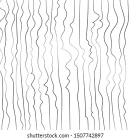 Black wavy thin lines pattern on white background. Stylish abstract design for print, textile