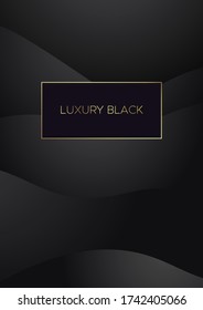 black wavy vector banner for any design and decoration with mockup for template and text as abstract background