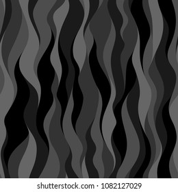 Black wawes texture seamless pattern. Abstract modern vector background.