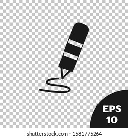 Black Wax crayon for drawing icon isolated on transparent background.  Vector Illustration