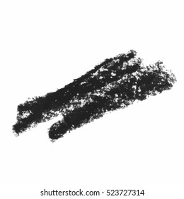 Black wax crayon strokes isolated on white. Hand drawn pastel chalk circle stripes background. Vector kids hand painting texture design element.